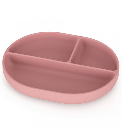 Petite& Mars Take&Match - silikonowy talerzyk z przegródkami owalny  6m+ | Dusty Rose